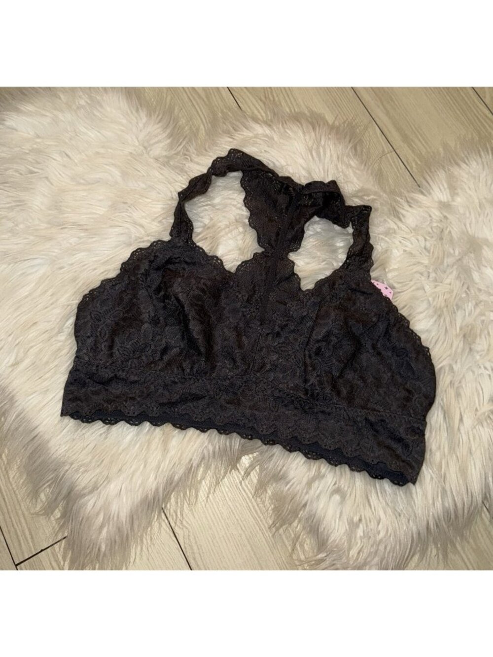 Jezebel Womens Lace Bralette Bra Wire Free Lace Grey XL XLarge New Nwt